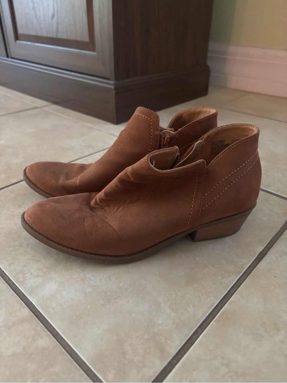 Time and Tru Tan Suede Ankle Booties